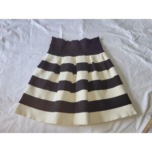 Girls From Savoy Anthropologie Womens Striped Scalloped Flare Skirt Small